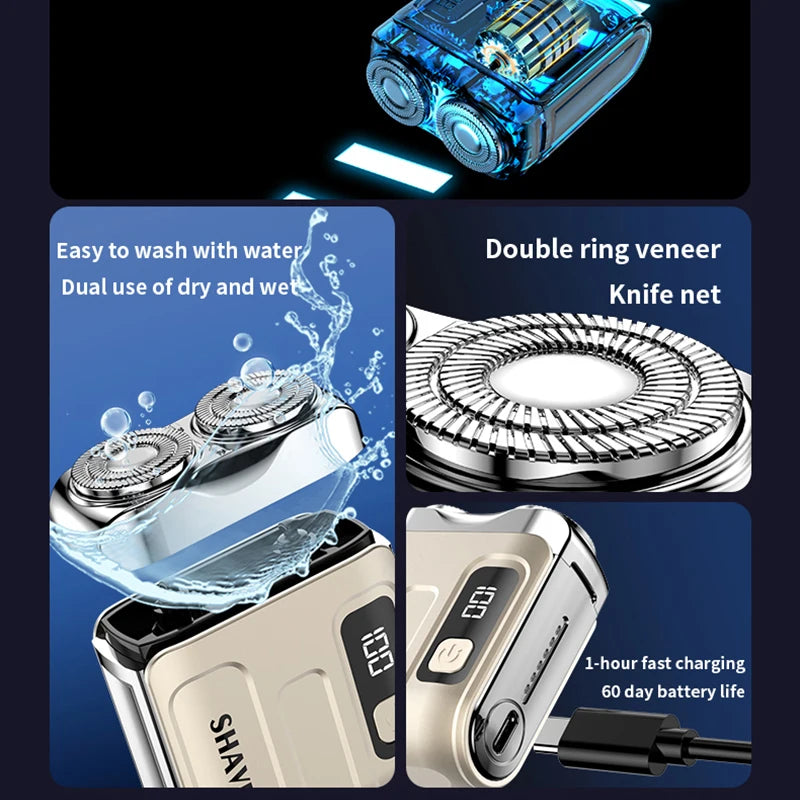 Mini Rechargeable Rotary Razor – Clean Shave, Anywhere